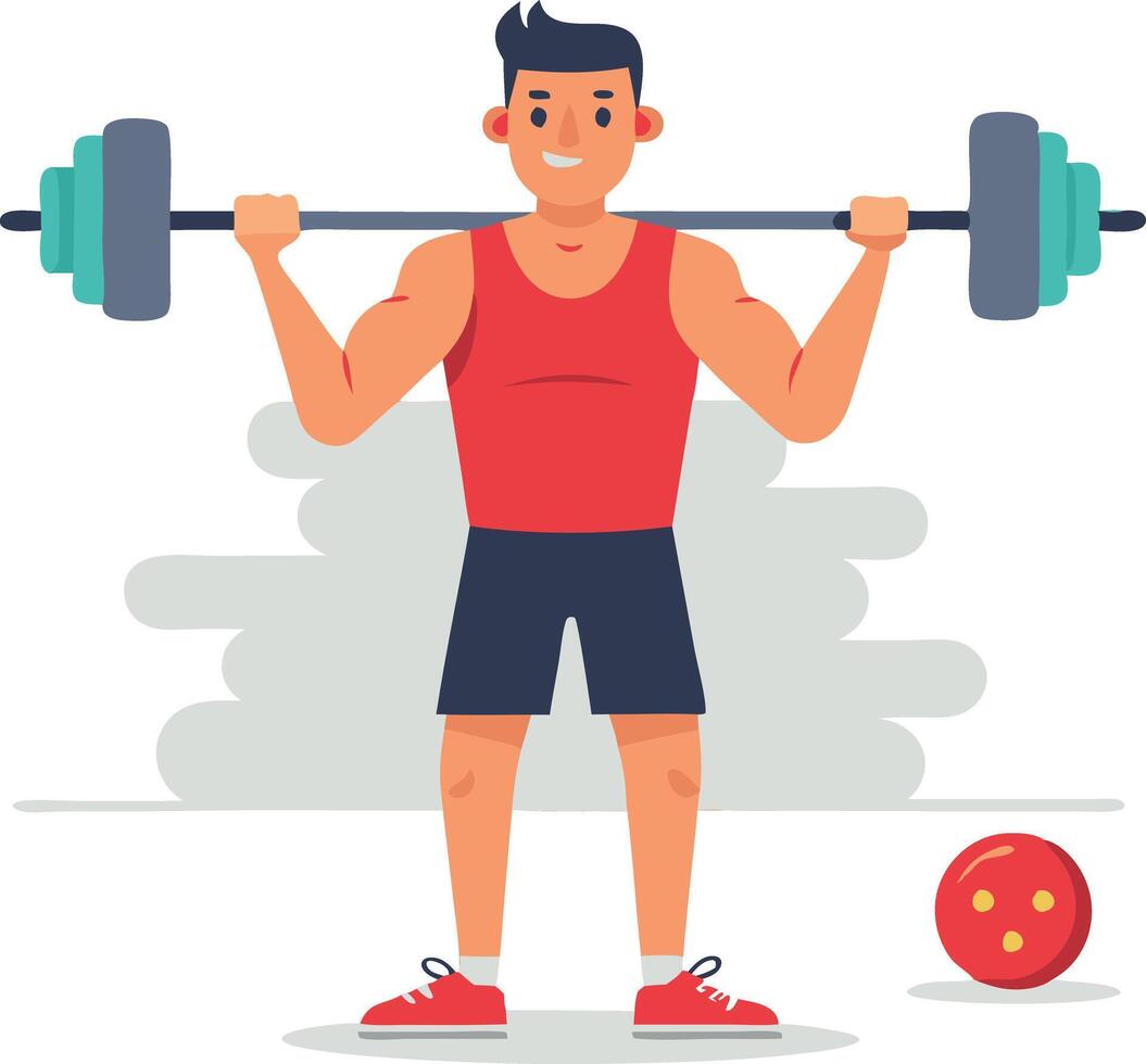 Illustration of a man lifting weights. vector