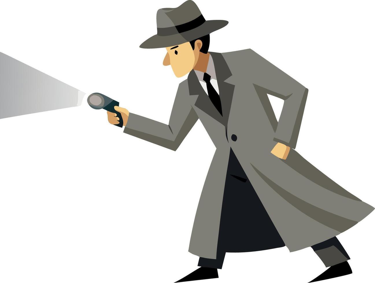 Illustration of a detective searching with a flashlight. vector