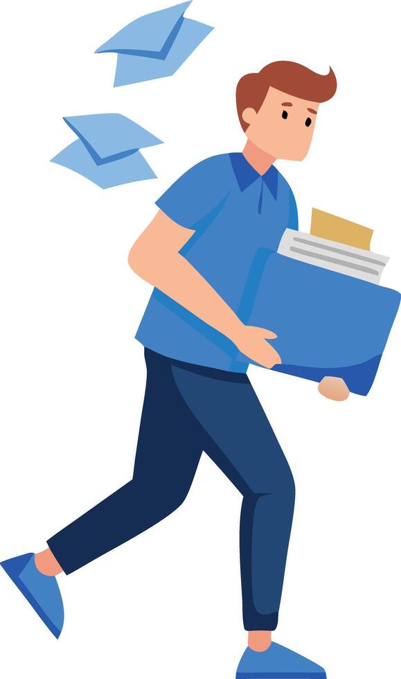 A man is running with a folder in his hand vector