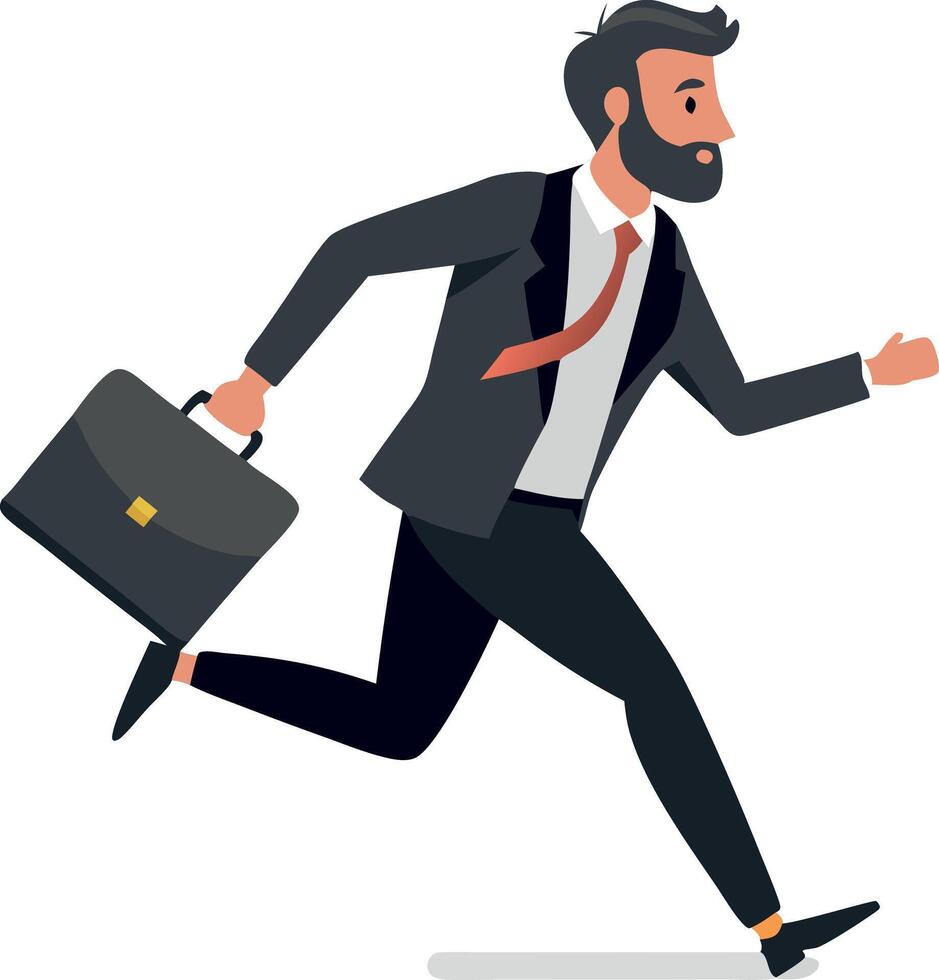 A man in a suit is running with a briefcase in his hand vector