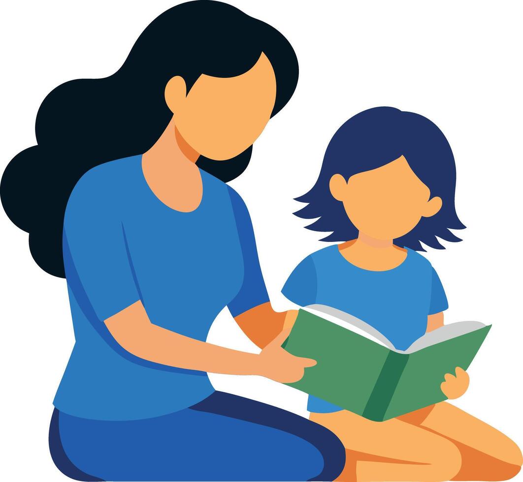 A woman is reading a book to a child vector