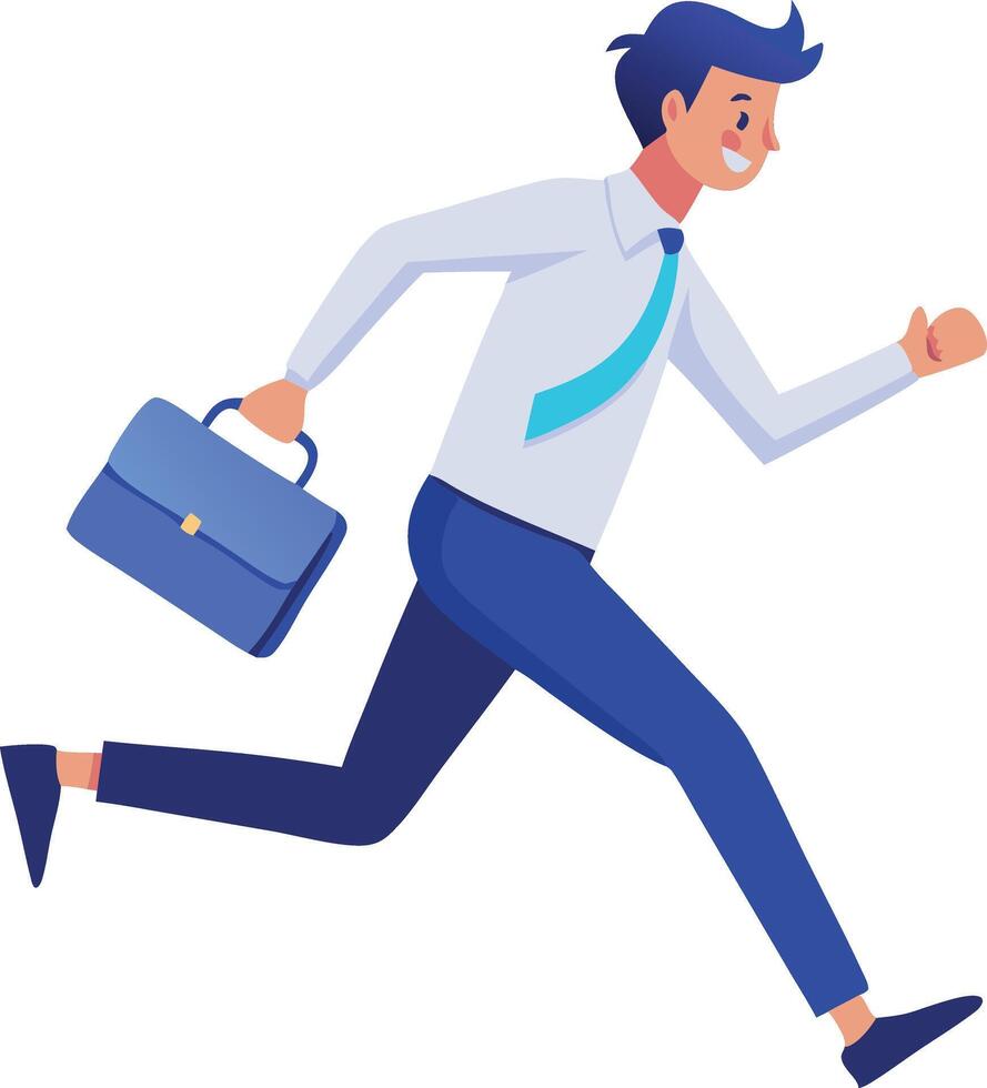 A man in a suit is running with a briefcase in his hand vector