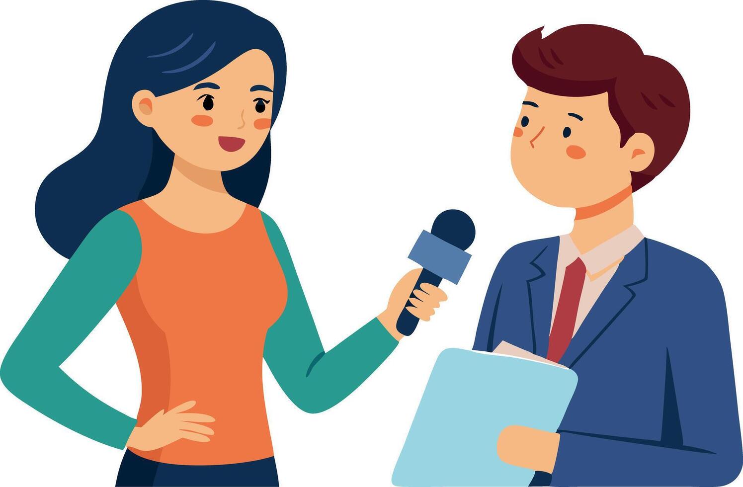 Illustration of a reporter interviewing a person. vector