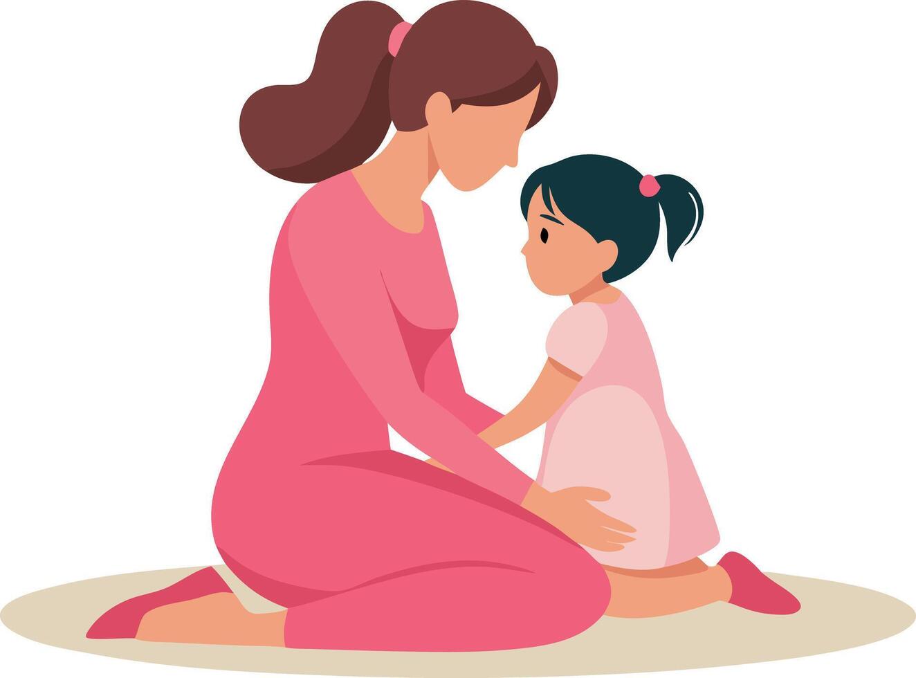 A woman is sitting on the floor with a child vector
