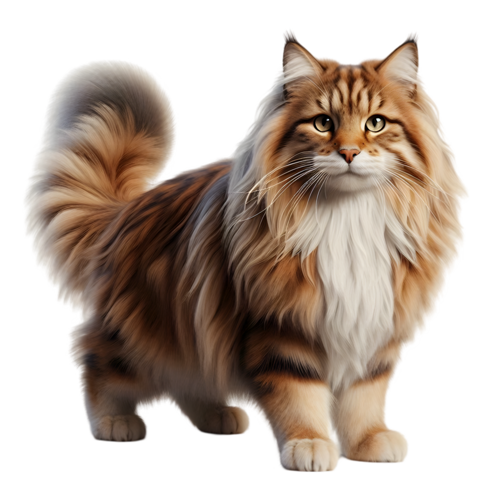 Cat with long hair and big eyes isolated from background png
