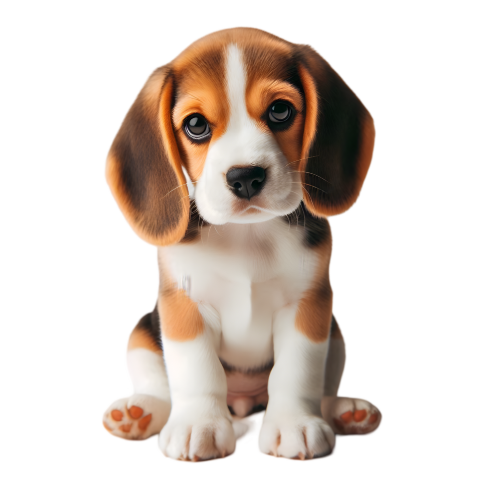 Beagle puppy is sitting isolated from background png