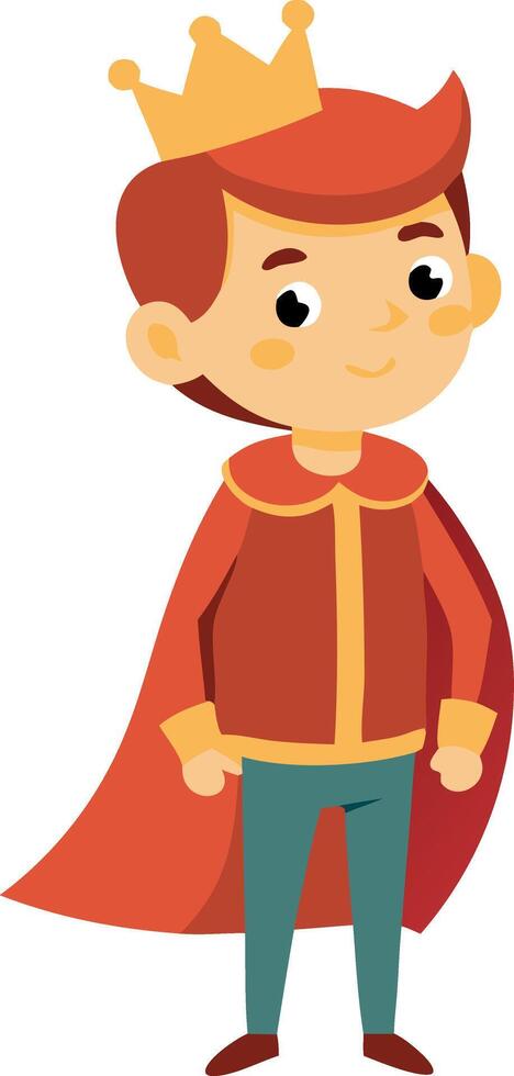 A cartoonish young boy in a red cape and crown vector