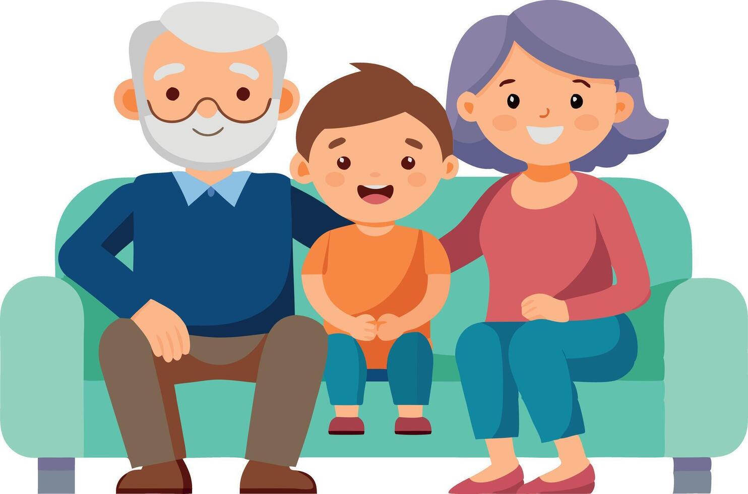A man, a woman and a child are sitting on a couch vector