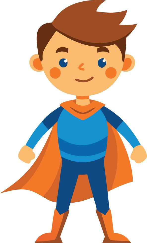 A cartoon boy in a blue superhero costume vector