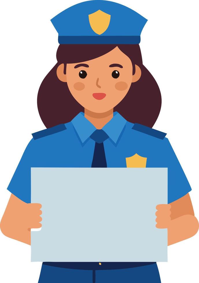 Illustration of a female police officer holding a document. vector