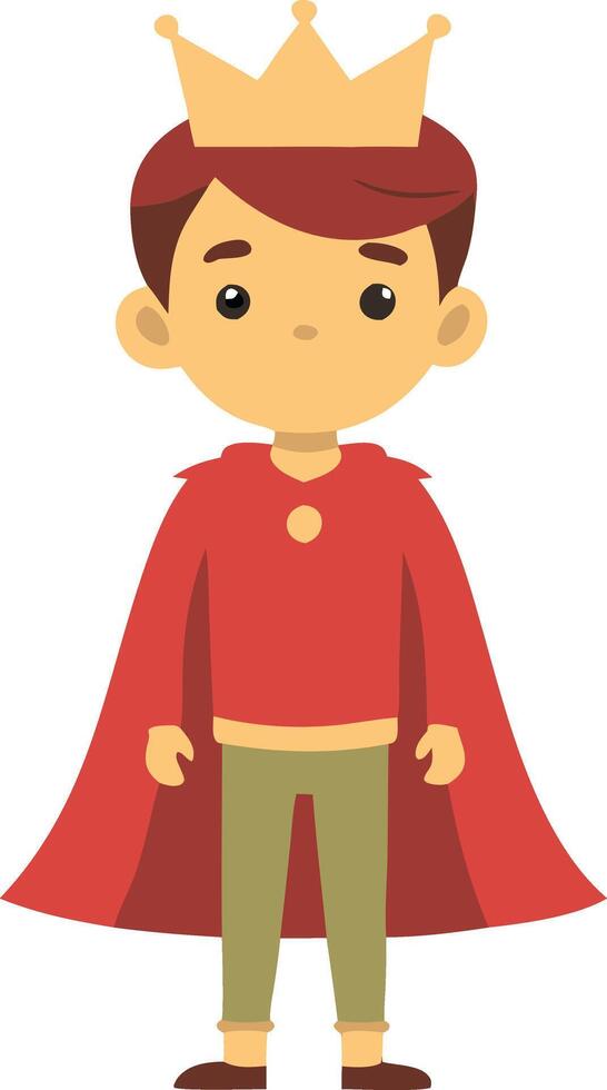 A young boy in a red cape stands in front of a white background vector