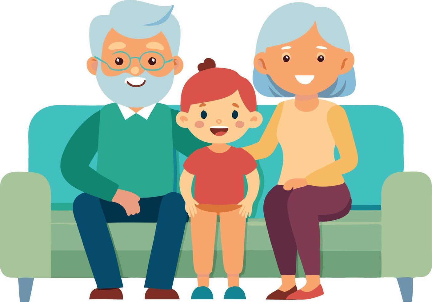A man and a woman are sitting on a couch with a child vector