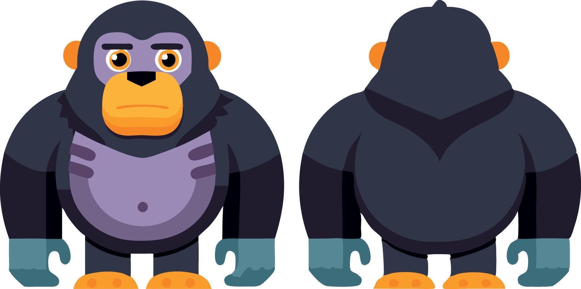 A cartoon of a gorilla with a purple belly and yellow face vector