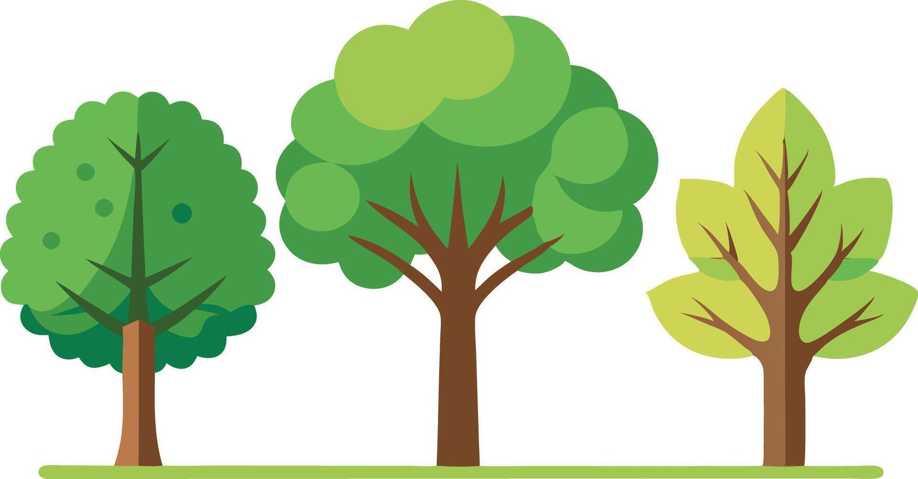 Three trees are shown in a row, with the middle tree being the tallest vector