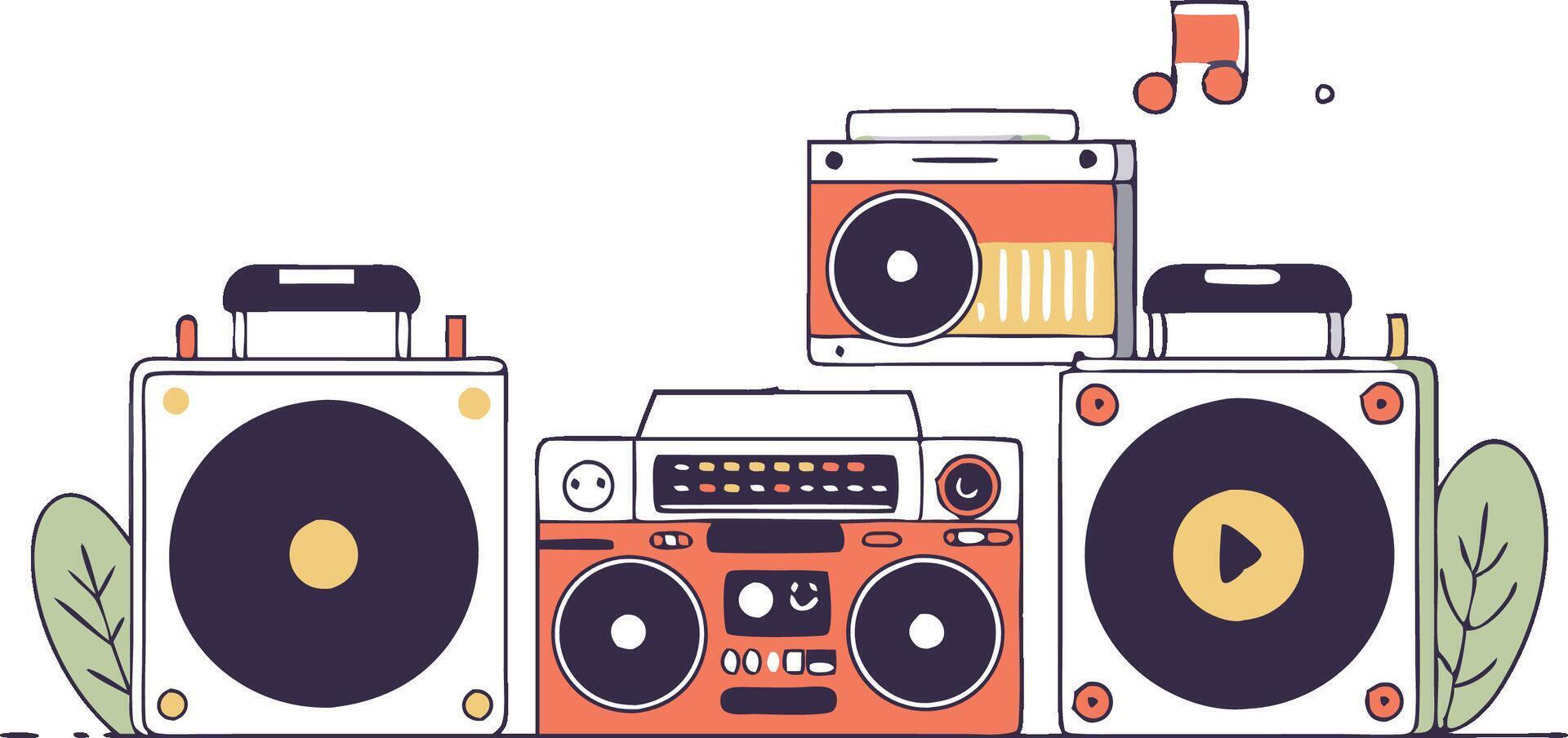 A cartoon of a radio with a leaf on it vector