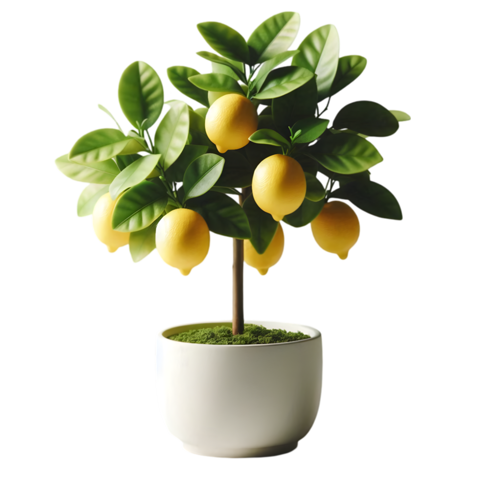 Lemon tree in a pot isolated from background png