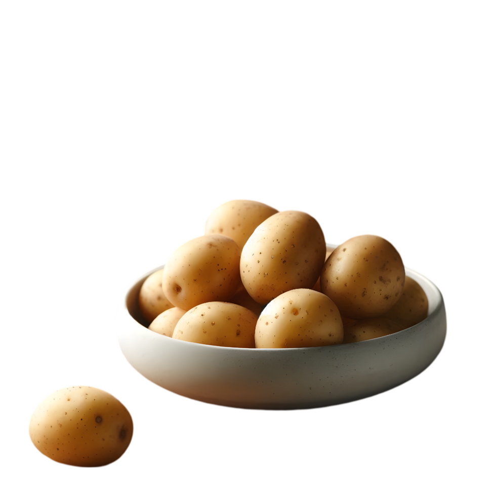 Potatoes in a bowl isolated from background png