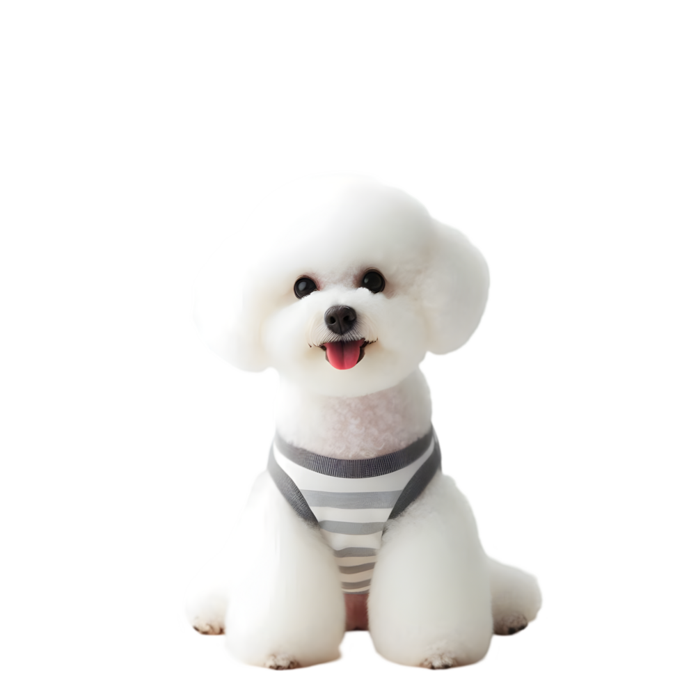 White poodle dog sitting isolated from background png