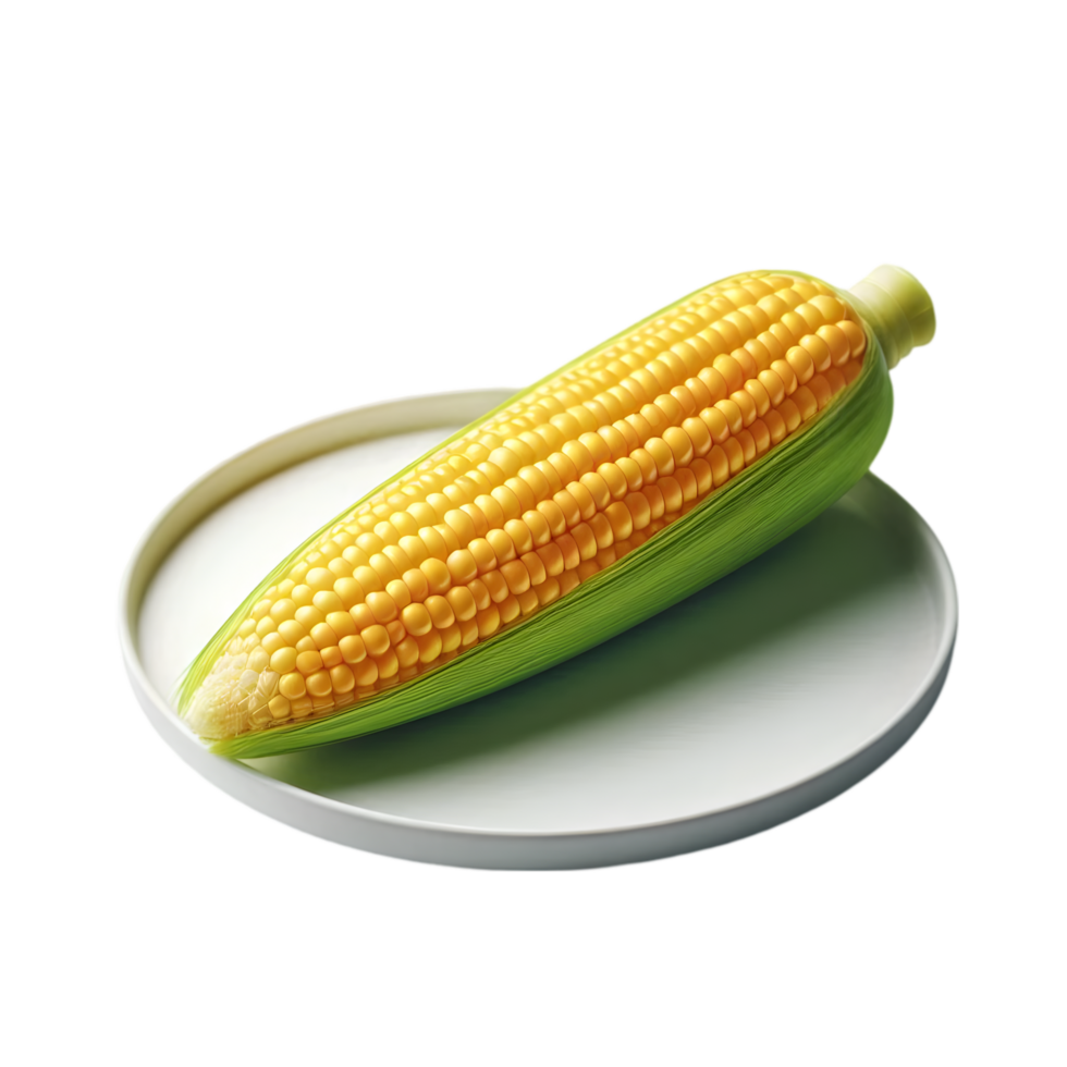 Corn on a plate on transparent background png