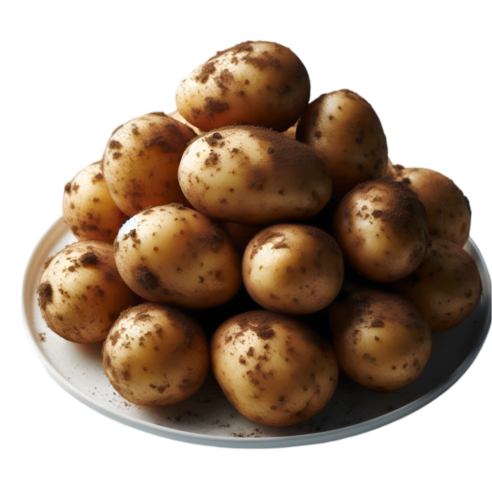 Potatoes on a plate isolated from background png