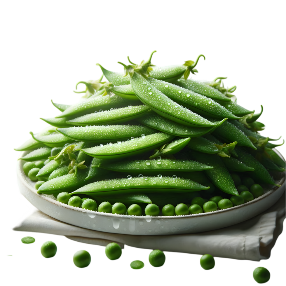 Plate full of green peas isolated from background png