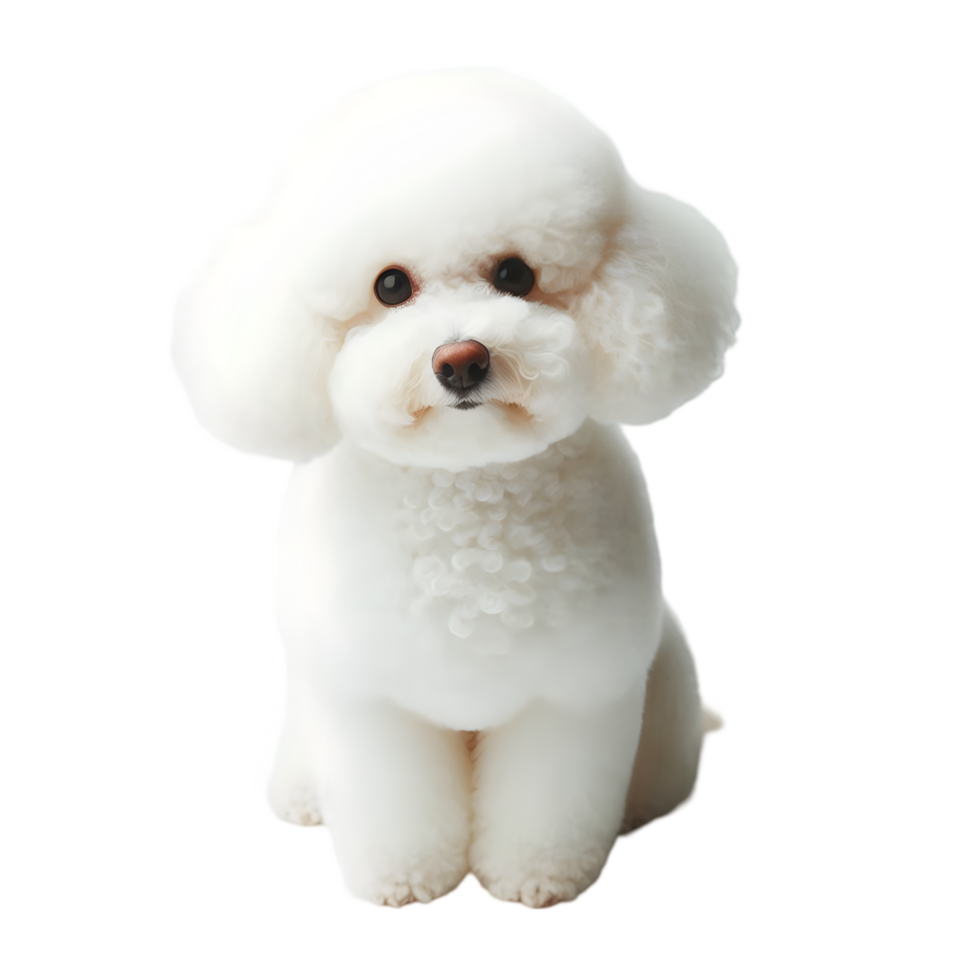 White poodle dog sitting isolated from background png