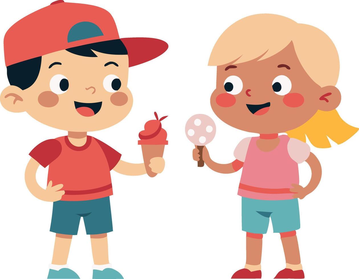 Boy offering ice cream to girl vector