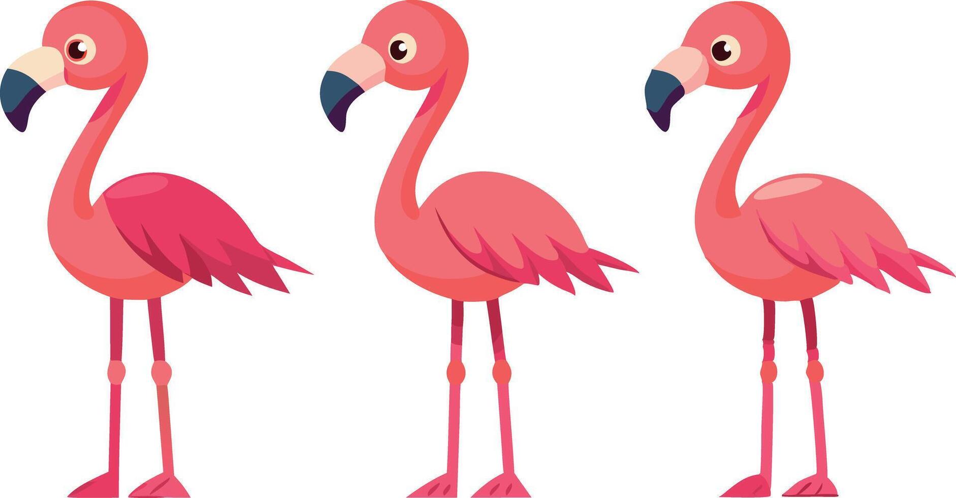 Cartoon Pink flamingo on an isolated white background