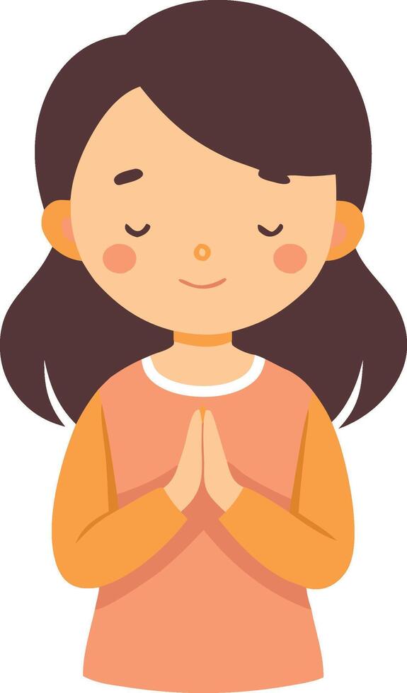 A girl is praying with her hands together vector