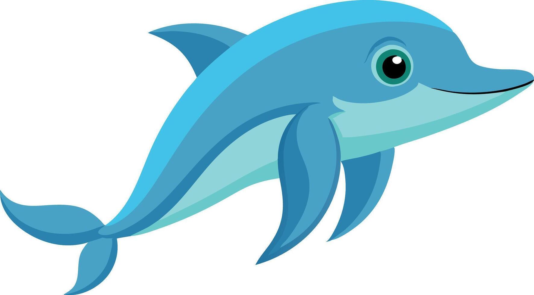 A cartoon dolphin is swimming in the ocean vector
