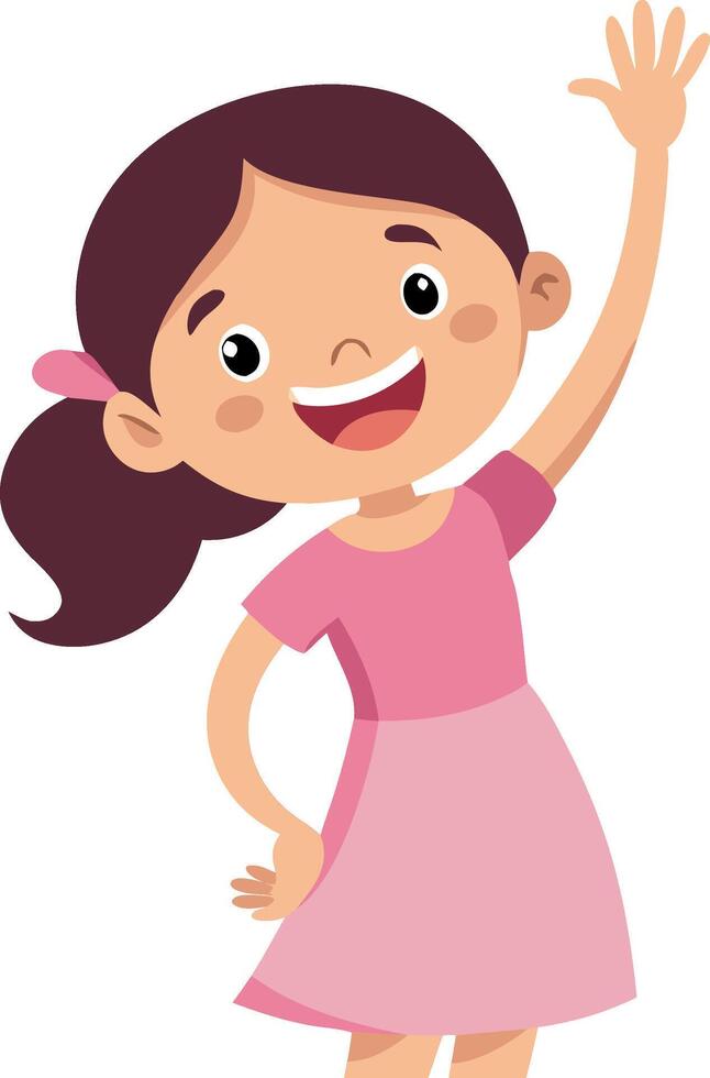 A girl is waving at the camera vector