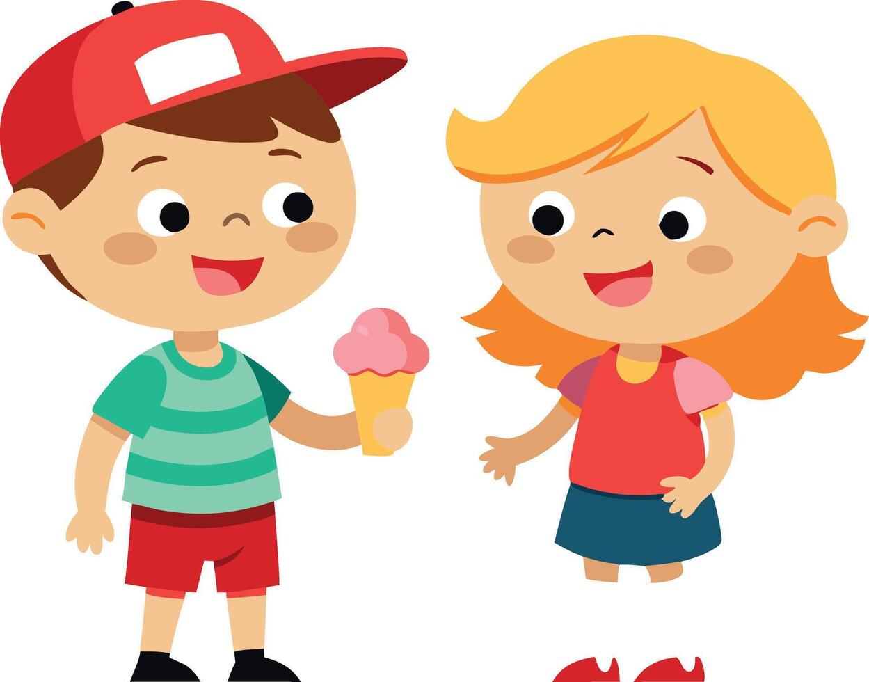 Boy offering ice cream to girl vector