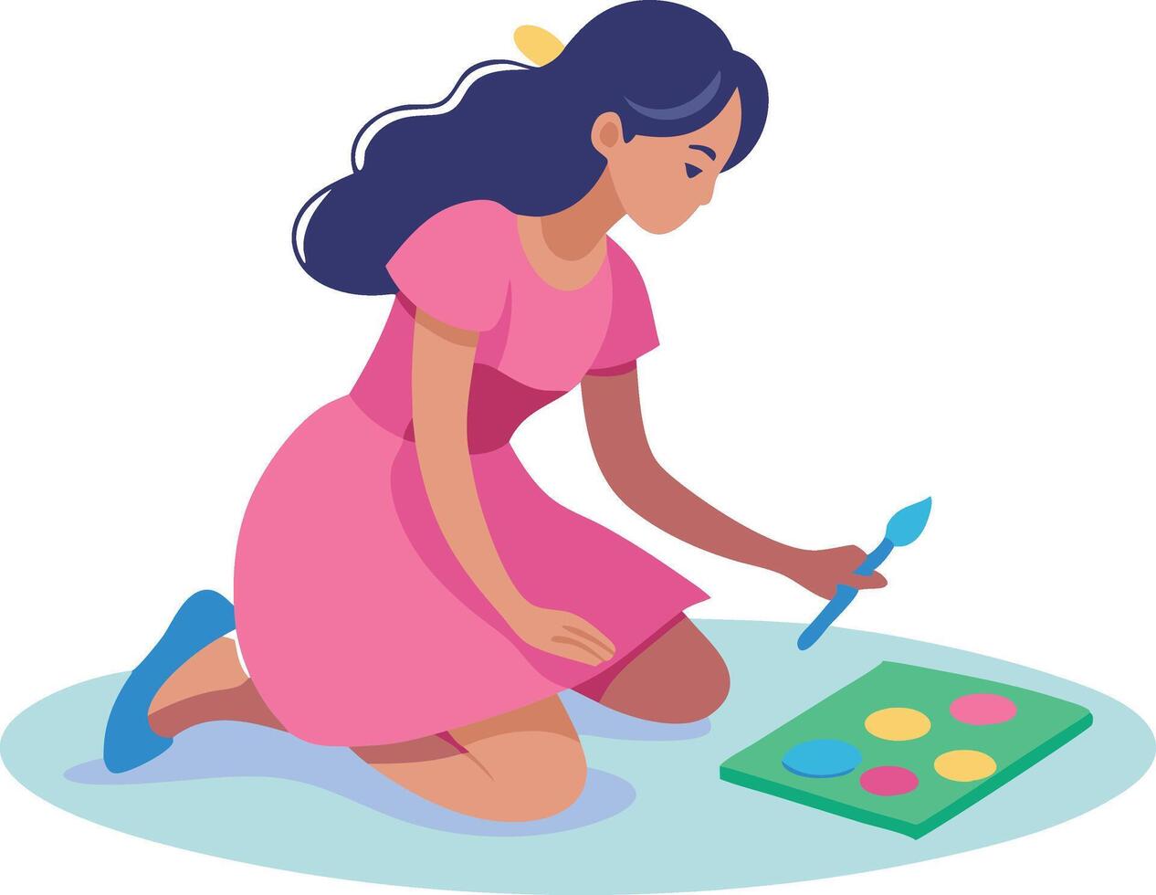 A girl is drawing on a piece of paper vector