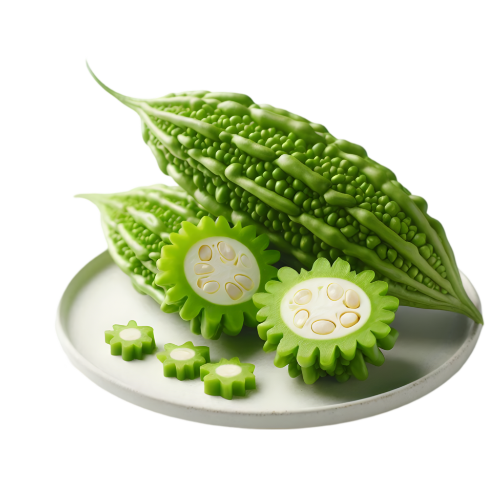 Green vegetable on a plate on transparent background png