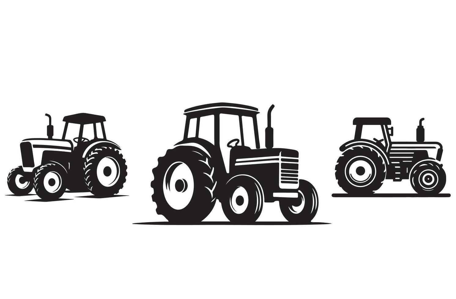 A simple, clean silhouette of a tractor with clear lines. white Background vector