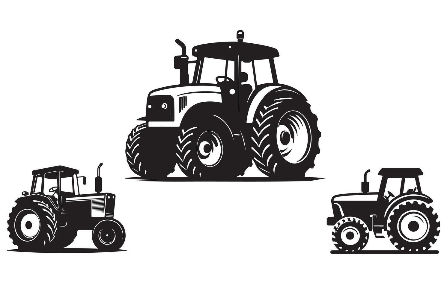 A simple, clean silhouette of a tractor with clear lines. white Background vector