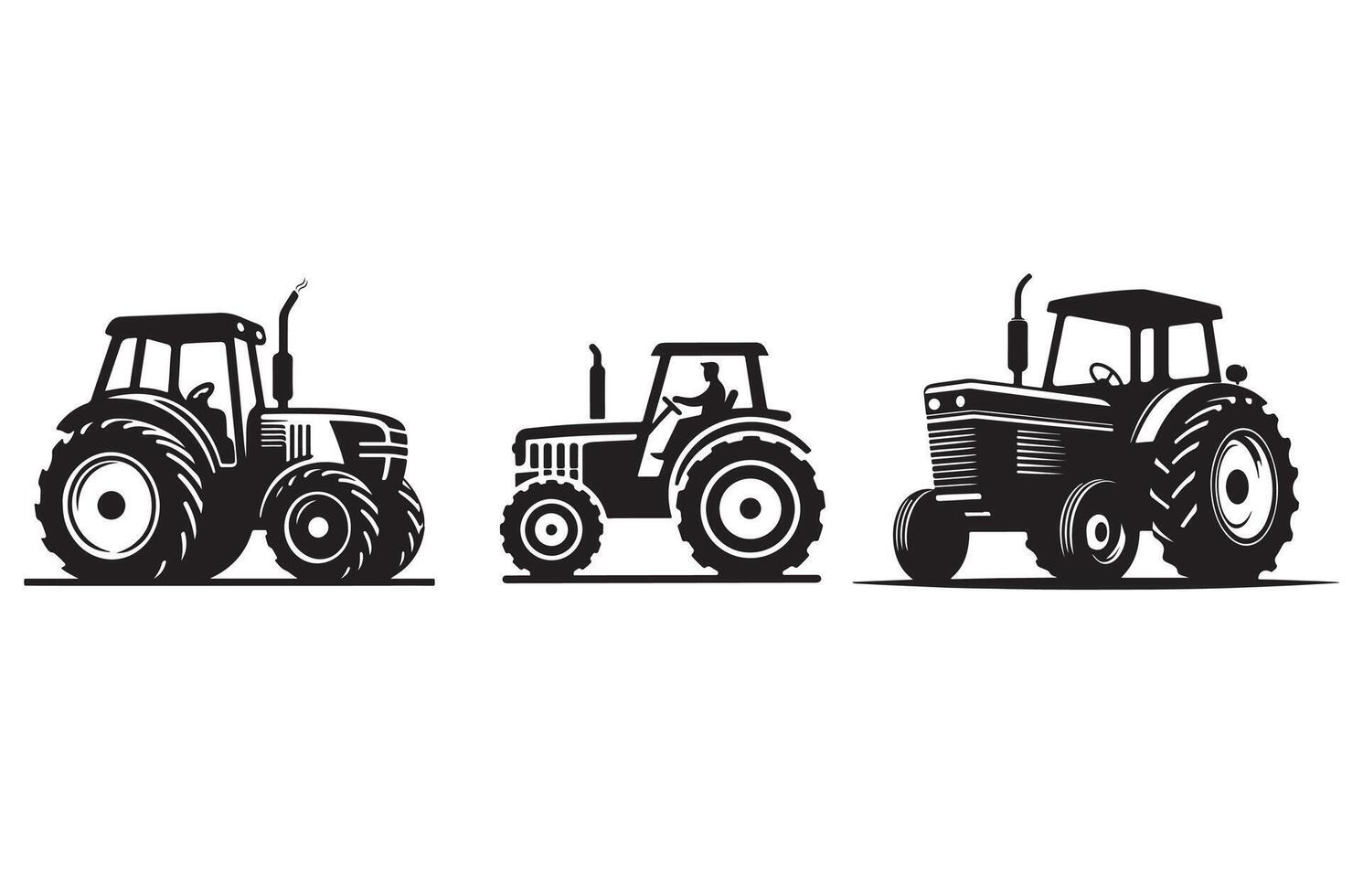 A simple, clean silhouette of a tractor with clear lines. white Background vector