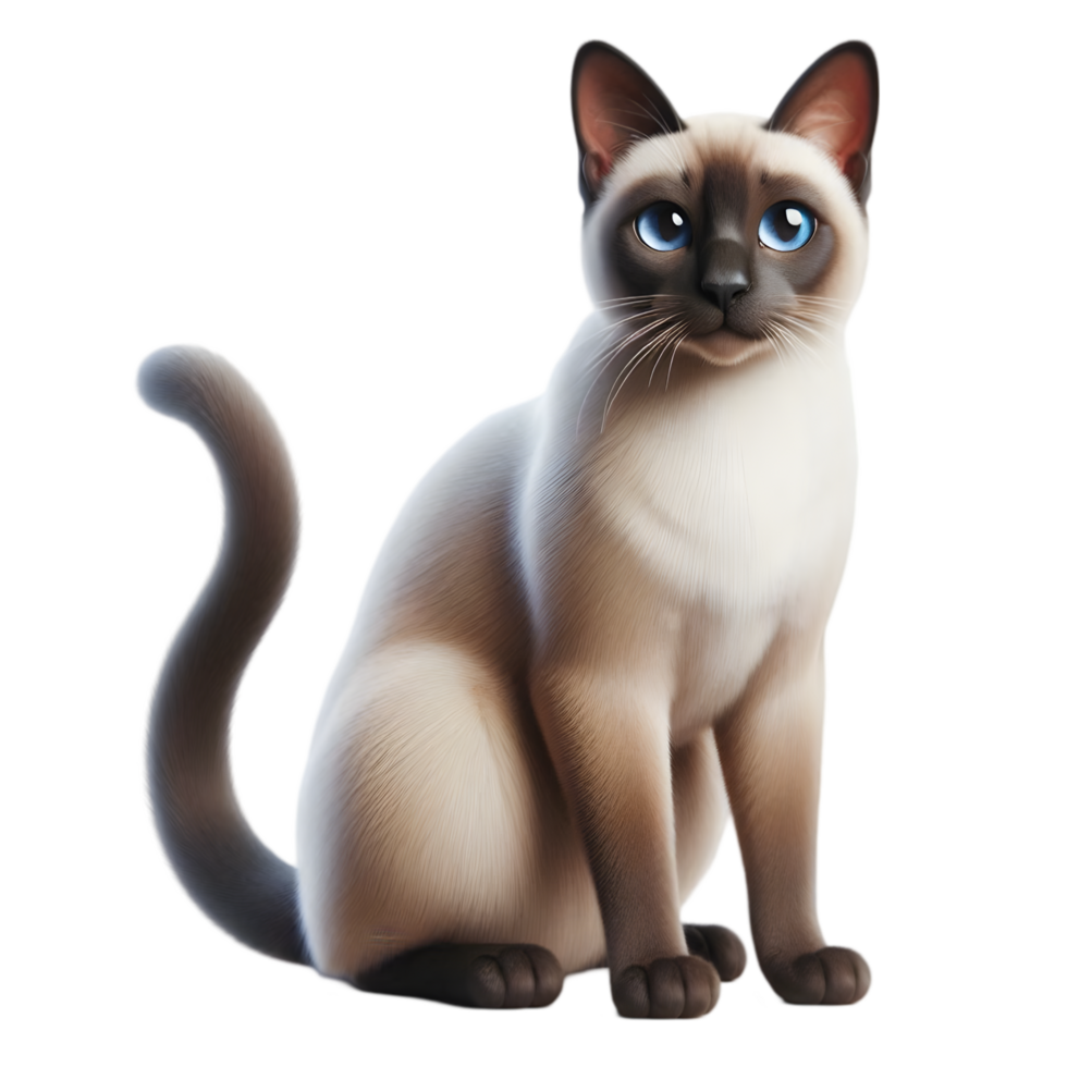 Siamese cat with blue eyes on transparent background png