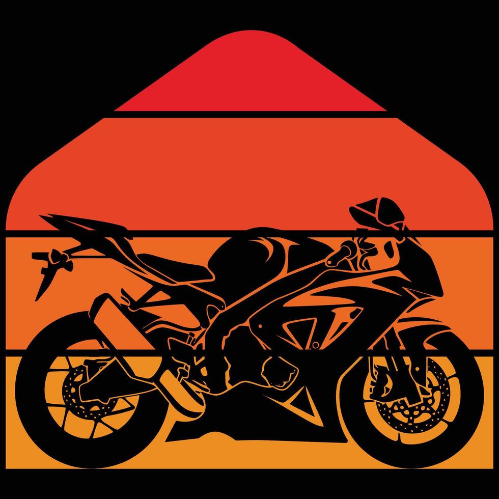 Retro motorcycle silhouette vintage monochrome sunset style vector