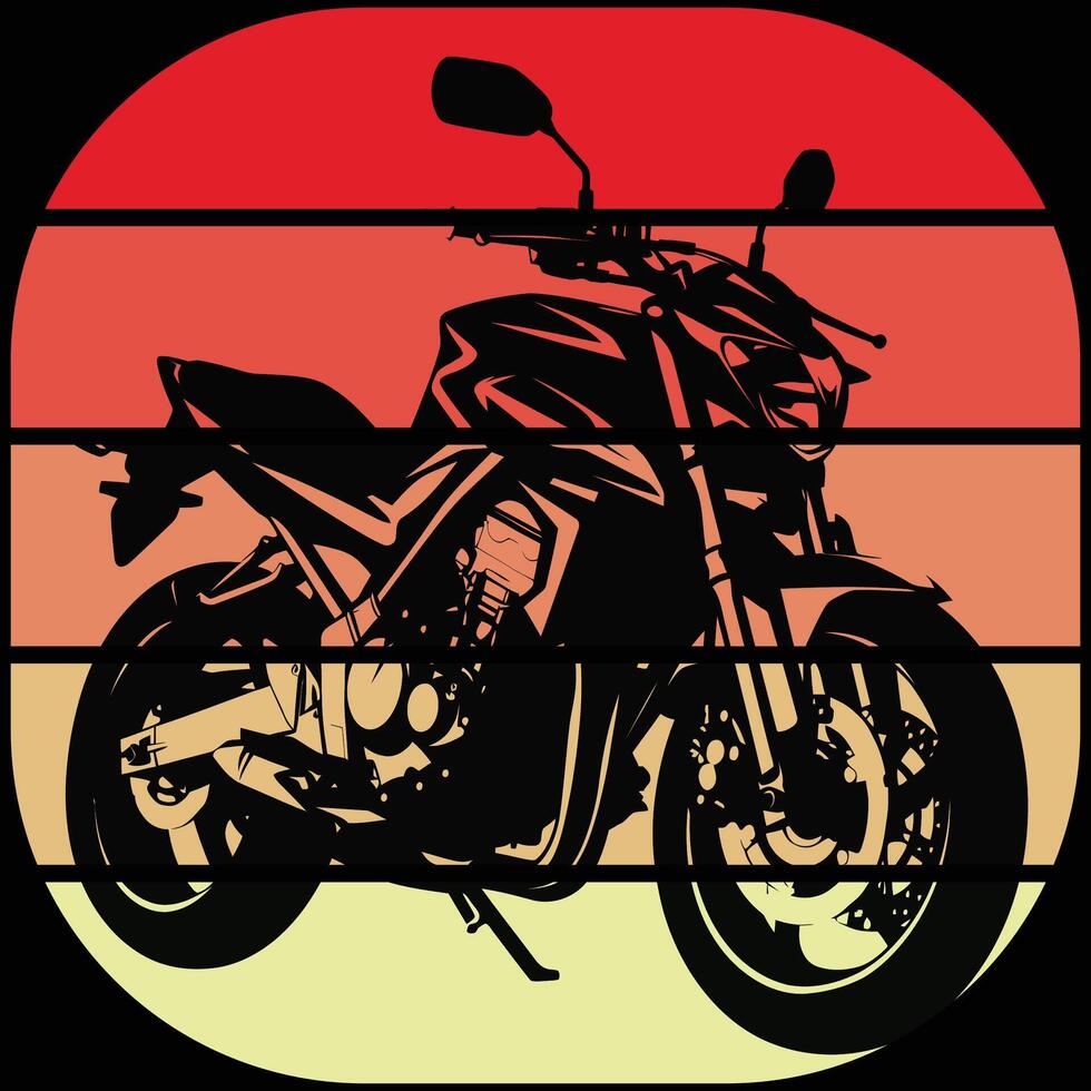 Retro motorcycle silhouette vintage monochrome sunset style vector