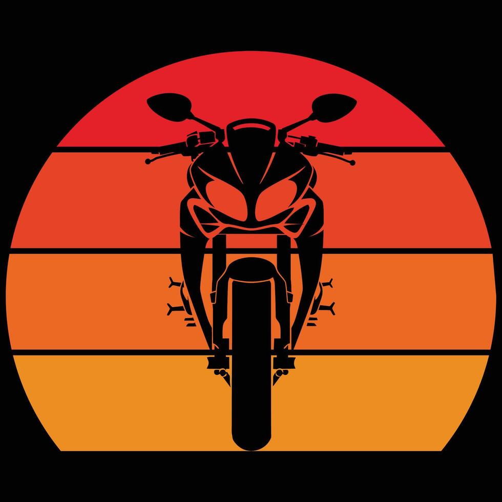 Retro motorcycle silhouette vintage monochrome sunset style vector