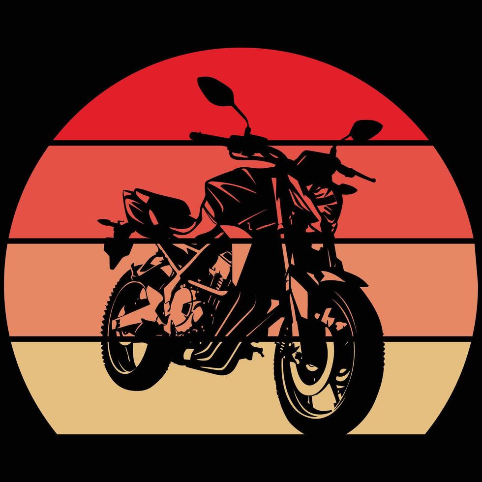 Retro motorcycle silhouette vintage monochrome sunset style vector