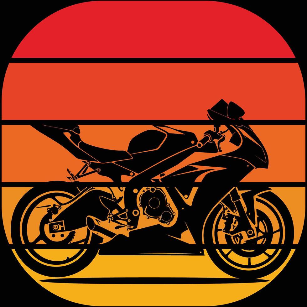 Retro motorcycle silhouette vintage monochrome sunset style vector
