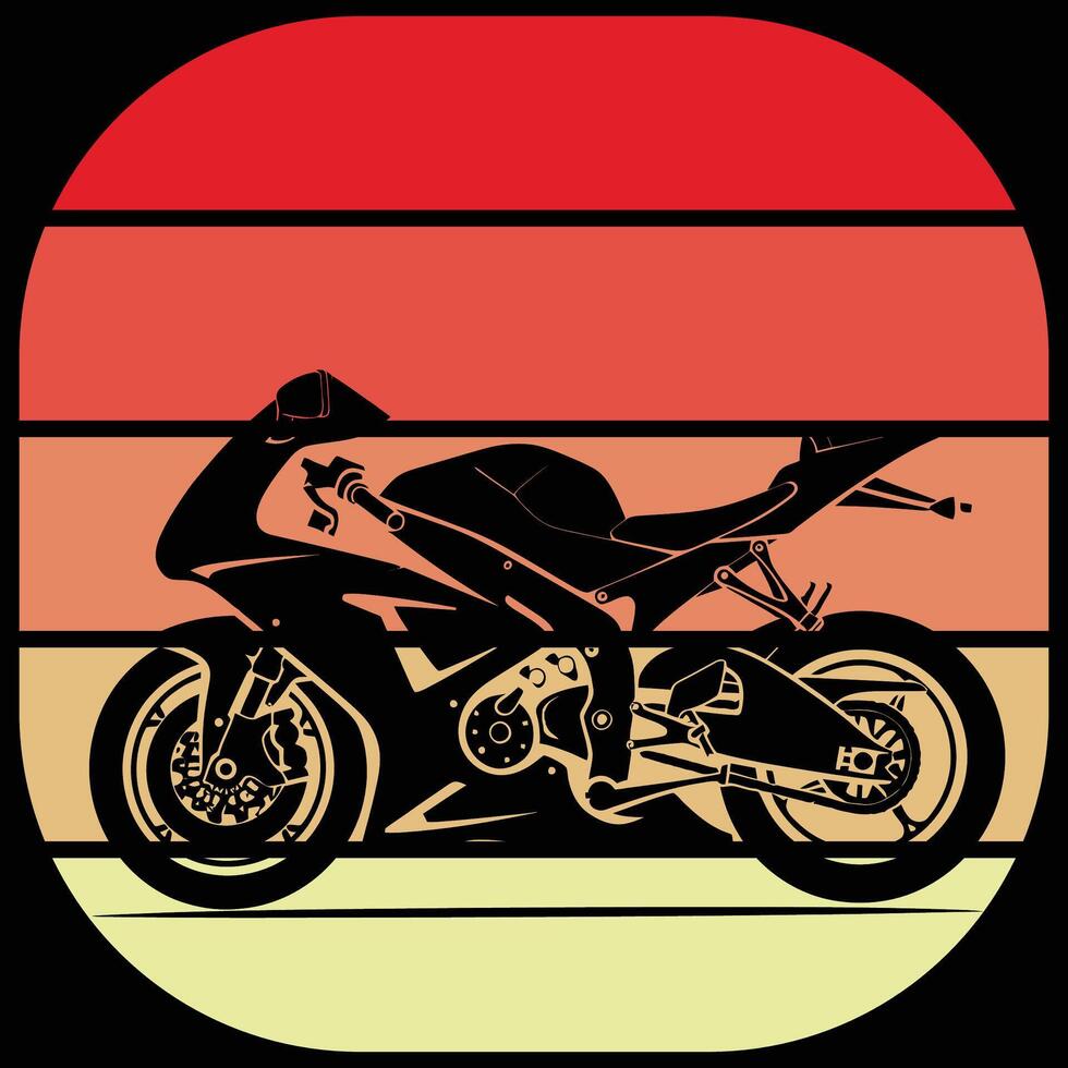 Retro motorcycle silhouette vintage monochrome sunset style vector
