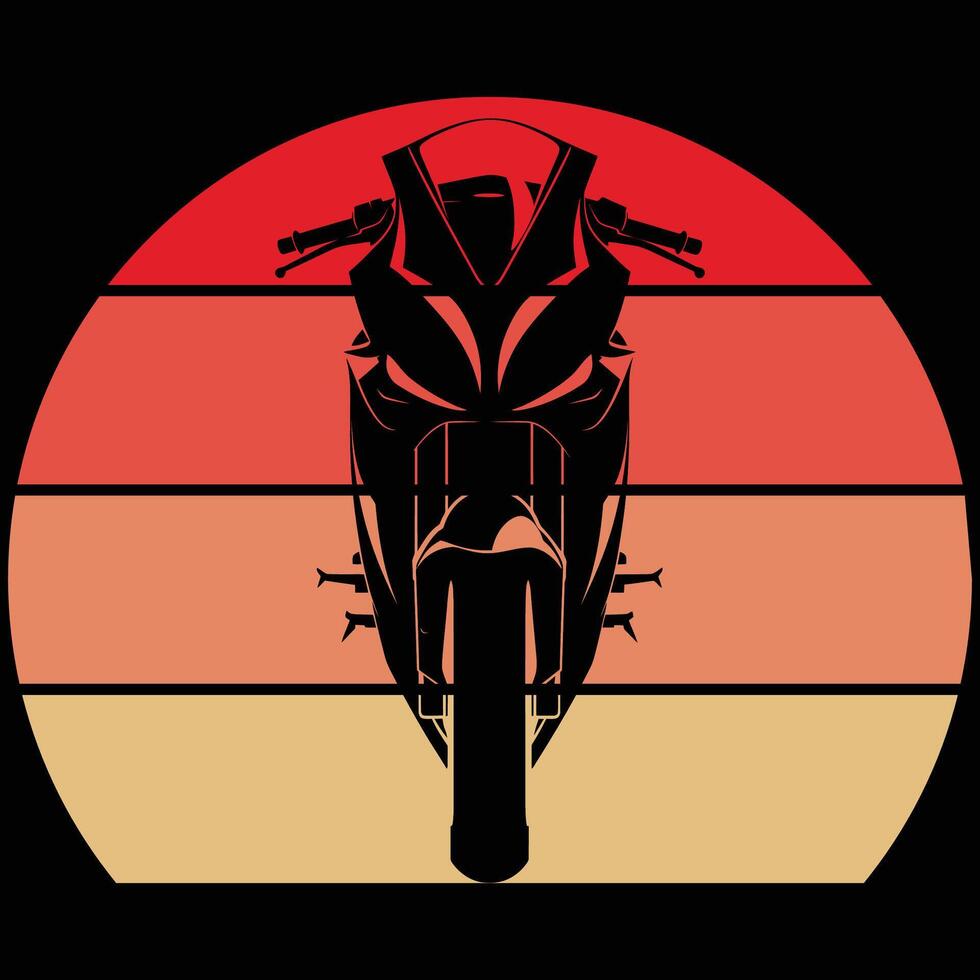 Retro motorcycle silhouette vintage monochrome sunset style vector