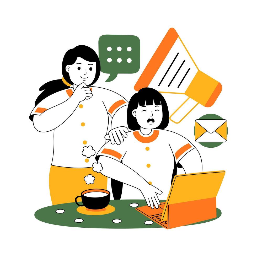 teamwork on project discussion flat illustration vector