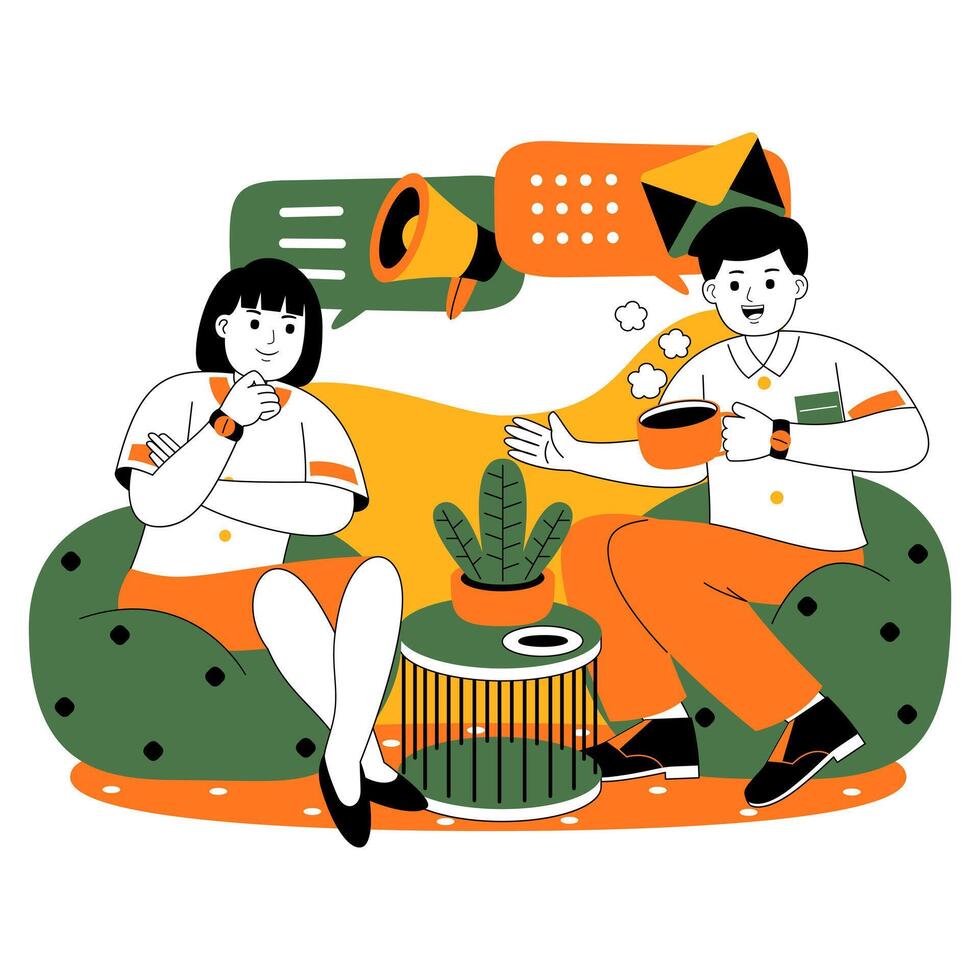 teamwork on project discussion flat illustration vector