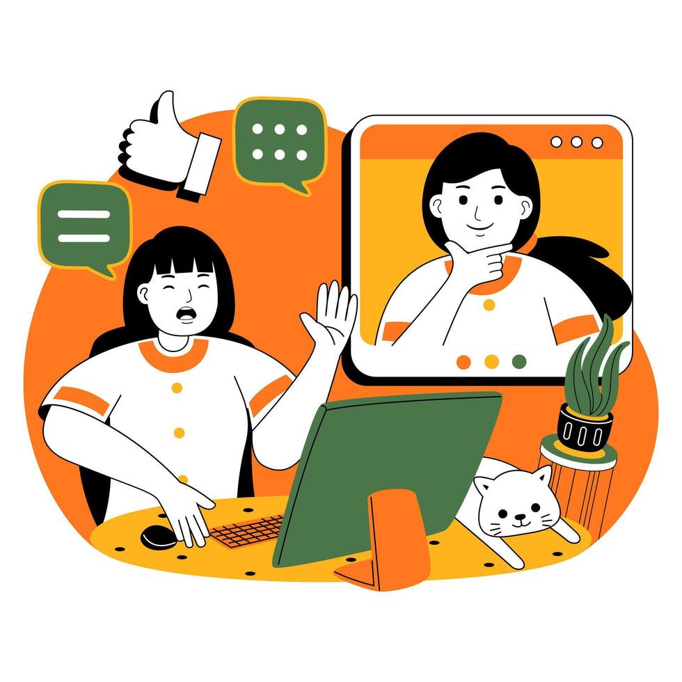 teamwork on project discussion flat illustration vector