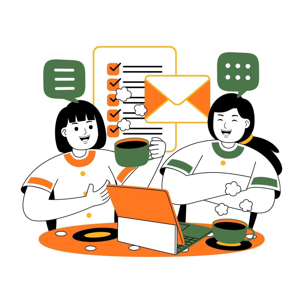 teamwork on project discussion flat illustration vector
