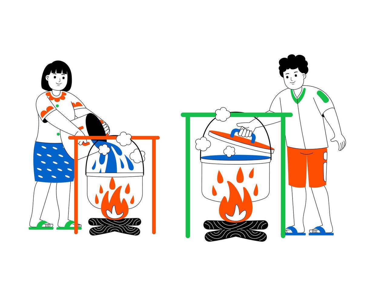 happy couple weekend fun activity vector